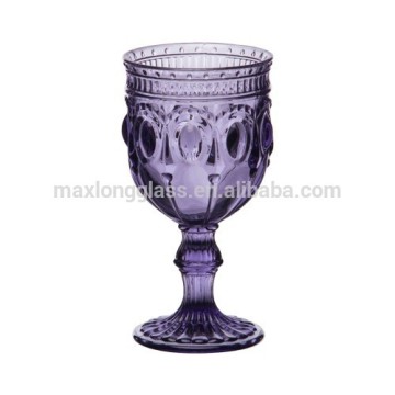 Hand pressed Purple color thick Wine glass