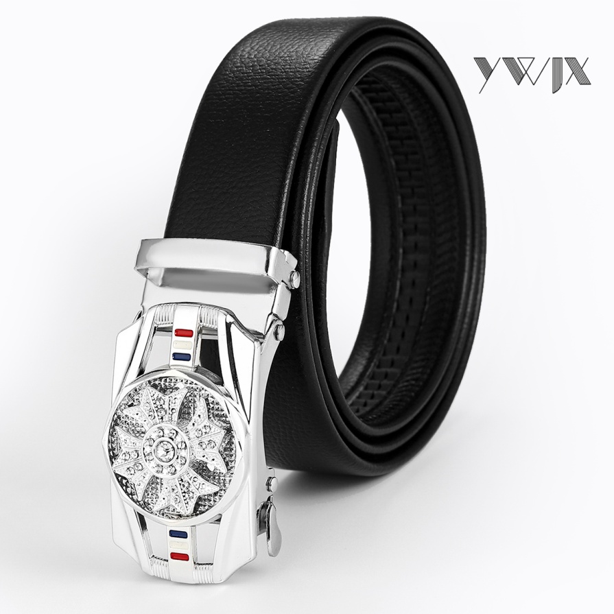 Spring Lock Men`s Leather Belt