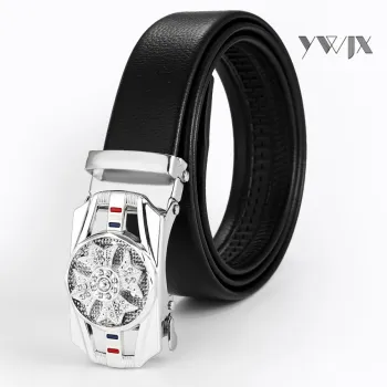 Spring Lock Men`s Leather Belt