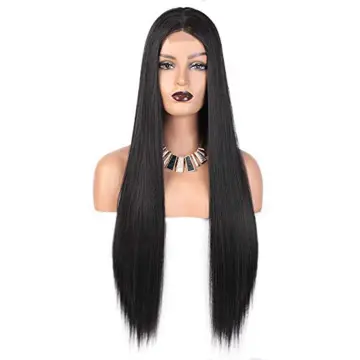 Aisi Beauty Wholesale Vendor Long Silky Straight Middle Part Black Wig Lace Front Synthetic Hair For Black Women Lace Front Wig