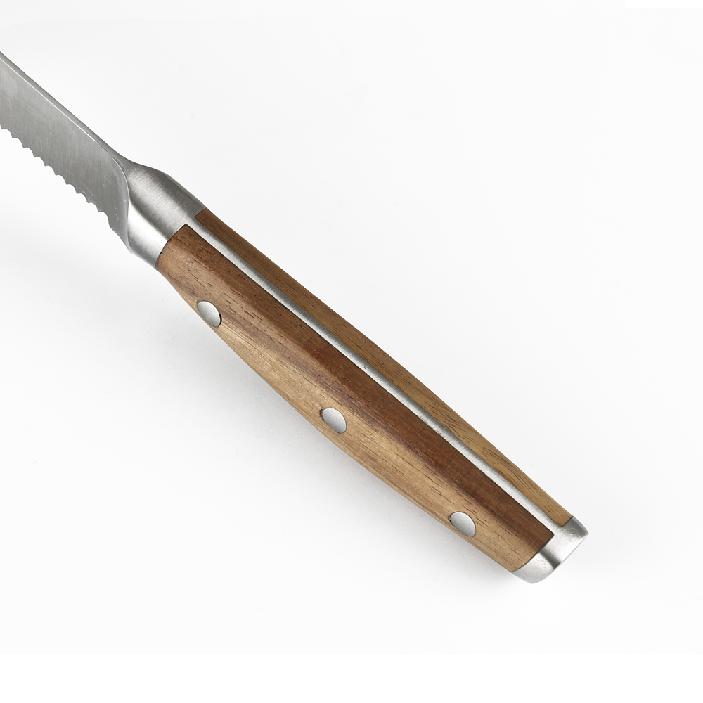Wooden handle steak knife set