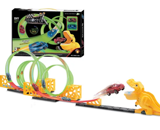 Top Seller: 30PCS Pull-Back Racing Car Track Dinosaur Theme Set for Kids with Lighting