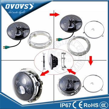 OVOVS Aluminum Chrome Motorcycle 7" Inch Mounting Ring Bracket For Wrangler 7" led headlight Projector