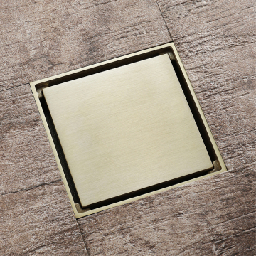 Bathroom accessories high quality brass brushed golden anti-odor floor drain