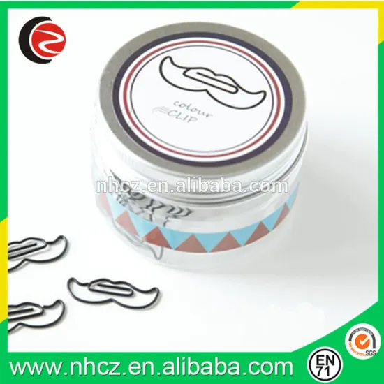 Black Mustache Shaped Paper Clip PVC Box