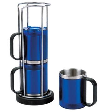 Translucent Colored Coffee Mug Set with High Quality SS Stander