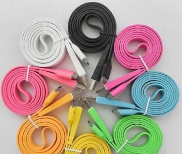 for Apple iPhone iPod Flat Noodles Line Colorful USB Charging Line 6 Core Cable Line