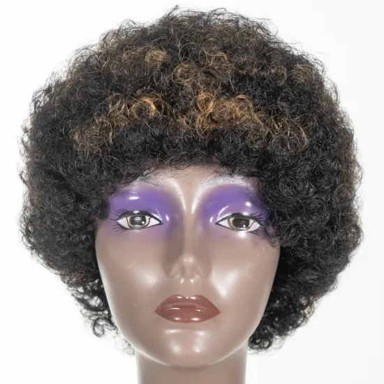 Wholesale Mongolian Hair  Short Curl Afro Wig Bob Wig Machine Made Virgin Cuticle Aligned Hair Wigs for Black Woman