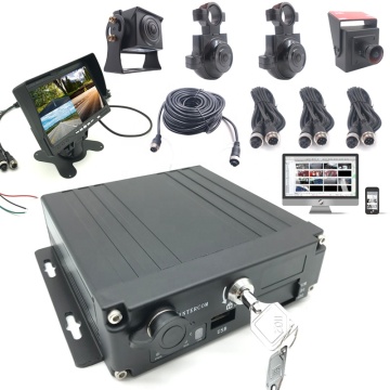 Haïti 3G / 4G GPS CMSV6 CMSV7 MDVR SD CARDE CARRIAL CUBRE AHD 1080P 4CH MOBILE DVR + CAMERA + Moniteur