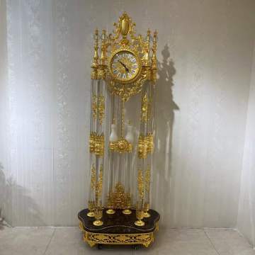Royal Villa Hotel Custom Big Crystal Carved Floor Clock