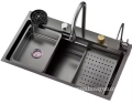 Lizhen 2024 New Hot Sale Stainless Steel Kitchen Sink with Wide Mouth Waterfall Hidden Basin Faucet