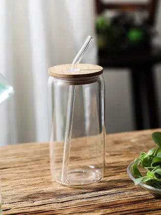 Eco-Friendly Pyrex Glass Coffee Cup with Bamboo Lid