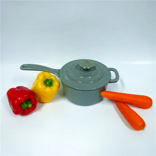 Gray Round Cast Iron Casserole Pot