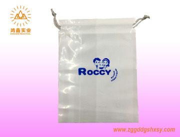 Printed plastic drawstring bag