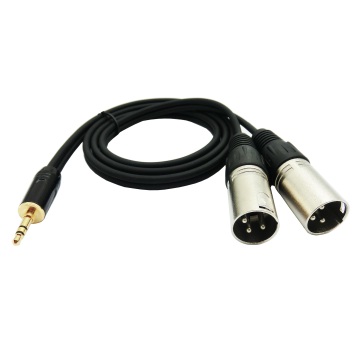 3.5mm to 2 xLR Male Audio Cable Y Splitter for Phone to Mixer Amplifier