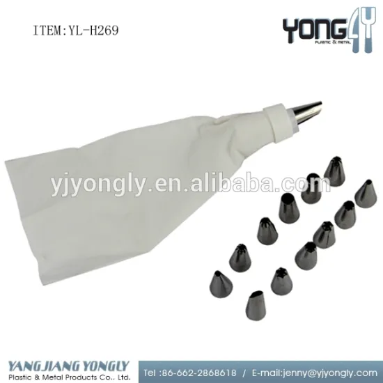 13- piece with pastry bag- Baking and cake decorating tips