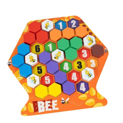 Wooden Honeycomb Building Blocks: A Fun and Educational Game for Bees to Match and Assemble Their Hive