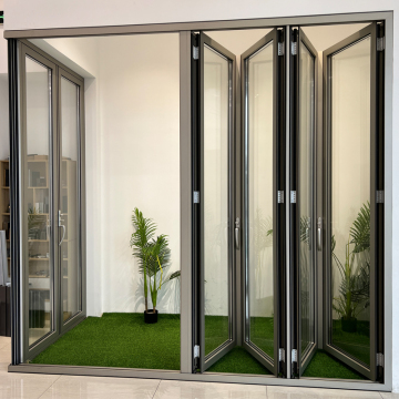 Black Bi-folding Aluminum Sliding Door for Exterior Patio and Balcony