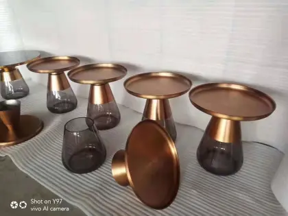 smart coffee table in brass gold