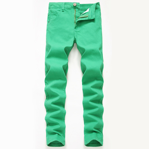 Jeans en denim vert pour hommes en gros sur mesure