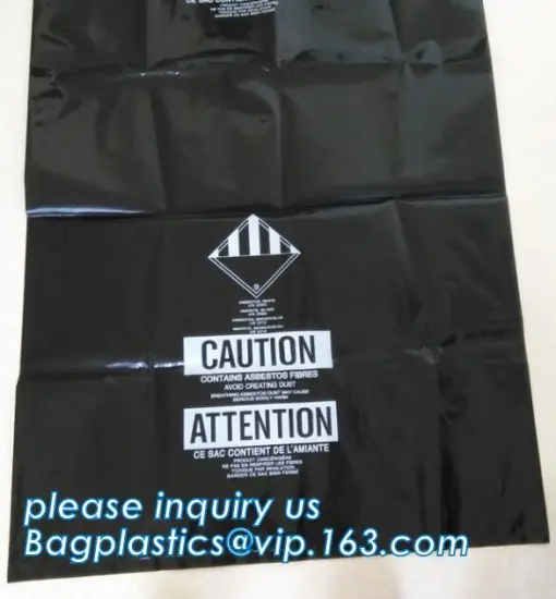 LDPE asbestos remove bags, PE high quality asbestos bags, black asbestos bag