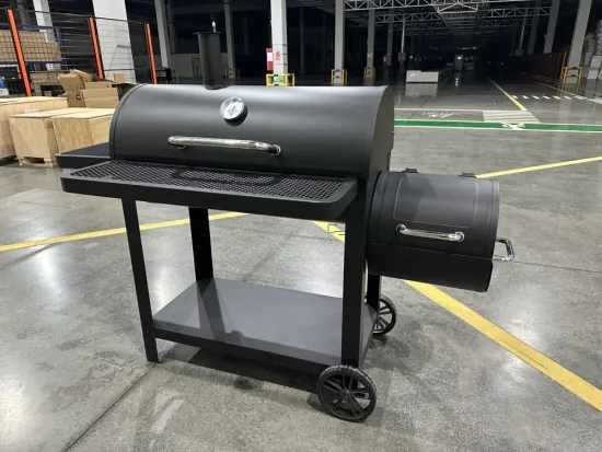 Customized 35" Trolley Offset Charcoal Smoker Grill with Side Firebox