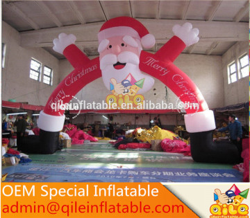 Qile happy christmas air blow up inflatable arch for yard decoration