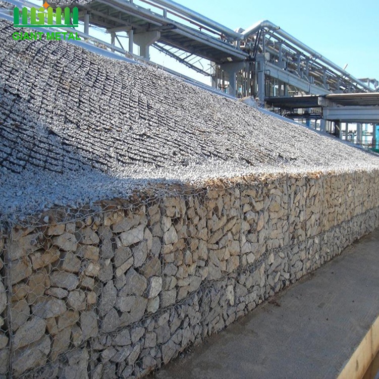 Galvanized gabion woven basket for rock