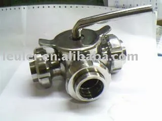 Sanitary 3 Way Plug Valve with Union