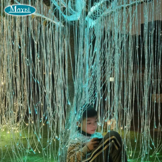 Waterproof RGB Color-Changing Fiber Optic Willow Tree for Outdoor Decoration