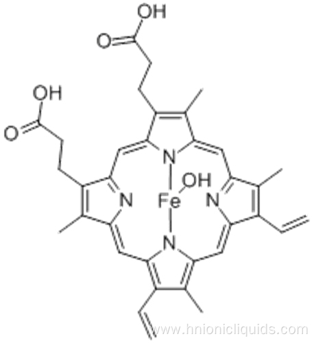 Ferrate(2-),[7,12-diethenyl-3,8,13,17-tetramethyl-21H,23H-porphine-2,18-dipropanoato(4-)-kN21,kN22,kN23,kN24]hydroxy-, hydrogen (1:2),( 57187301,SP-5-13)- CAS 15489-90-4