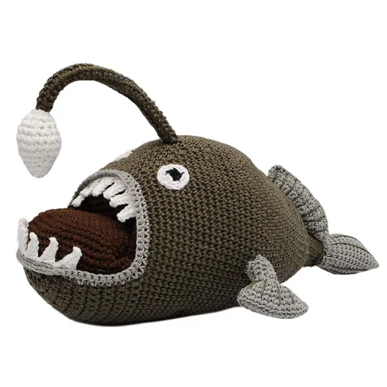 Dropshipping Soft Stuffed Animal Doll Baby Toy Hand Crochet Toys Lantern Fish Crochet Pattern Toys