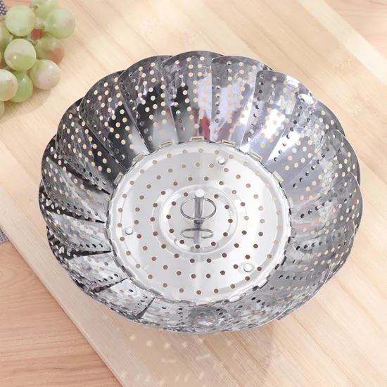Stainless Steel Steamer Basket Foldable Extendable Vegetable Food Steamer Multipurpose Cooking Baking Steamer Kitchen Tools