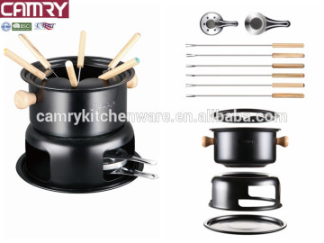 11-piece fondue set with burner and color coded prongs