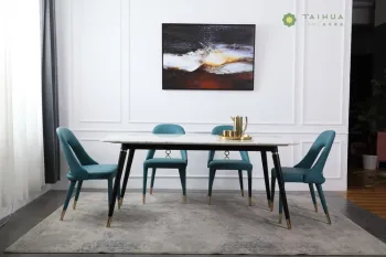 Dining Room with Marble Top and Metal Frame
