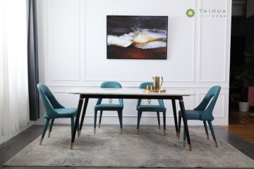 Dining Room with Marble Top and Metal Frame