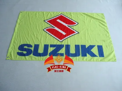 yellow suzuki banner white suzuki flag 90x150cm Suzuki Motorcycle Rider Biker skull Flag For Decoration
