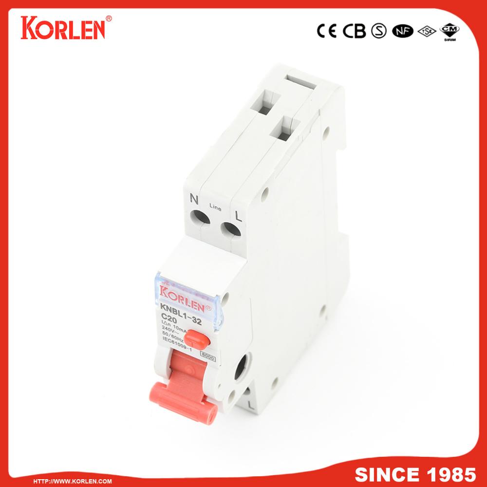 EARTH LEAKAGE CIRCUIT BREAKER KNBL1-32 32A 10mA TUV