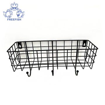 Wall Mounted Metal Storage Baskets with Hook