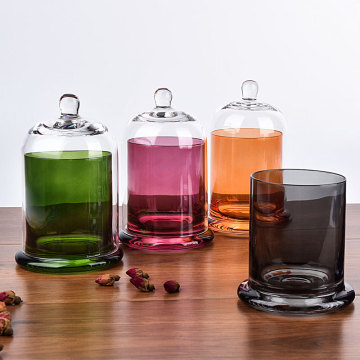 Custom Logo Luxury Scented Wax Candle Holder with Glass Cloche Bell Dome Jar