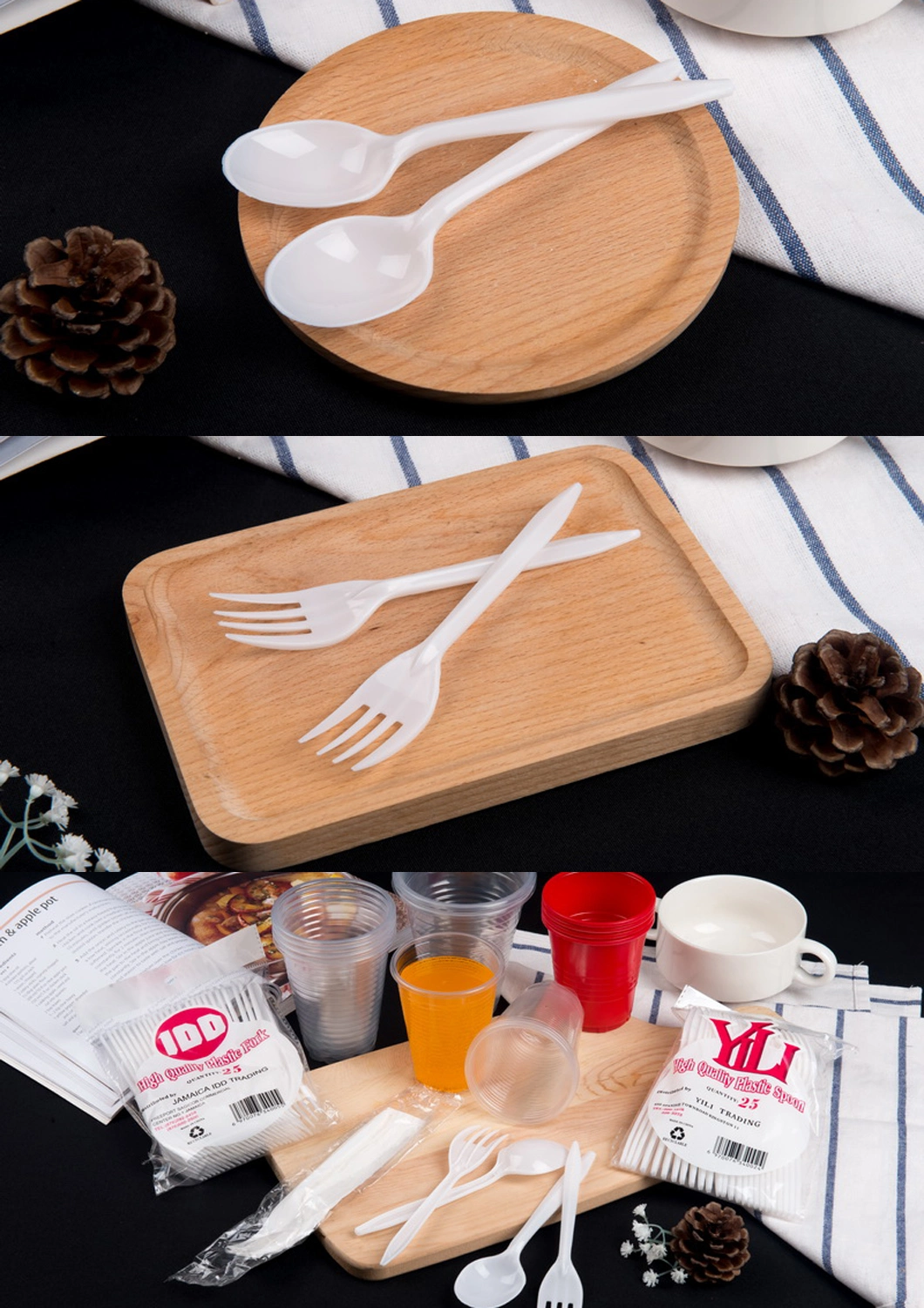 Individually Wrapped Disposable Dinnerware PP Plastic Utensil Tableware Cutlery Spoon Knife Fork