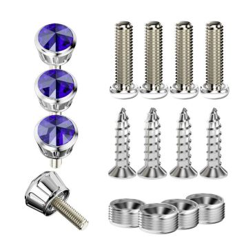 4-Piece Set of License Plate Diamond Anti-Theft Screws - Car Security Accessories