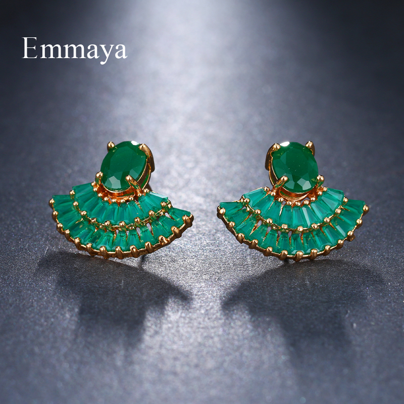 Emmaya Shiny Stud Earrings 6 Colors for Women Sectoral Jewelry Fashion Blossom Boucle D'oreille Femme Wedding Gift