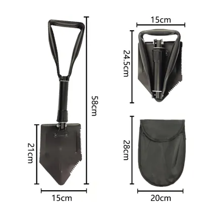 Multifunctional Garden and Survival Tri-Fold Shovel: A Versatile Tool for Engineer Projects, Camping, and Outdoor Activities