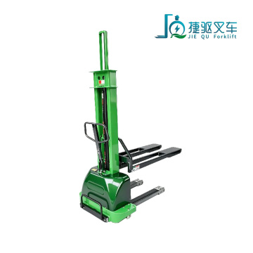 Self-elevating stacker truck