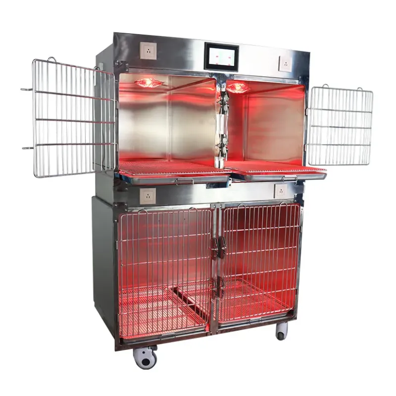 Best Quality Hospital Vet Equipment Stainless Steel 304 Animals Pet Clinic ICU Cage Oxygen Cage