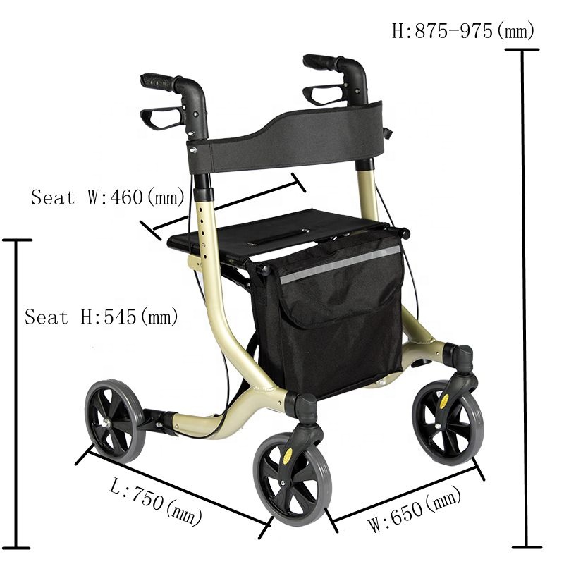 Aluminio liviano de stand up walker rollator