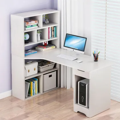 Contracted Simple Desktop Study Table with Bookshelf for Home Office and Study