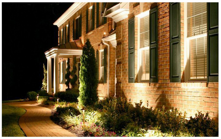 Floodlights are used for night landscape lighting