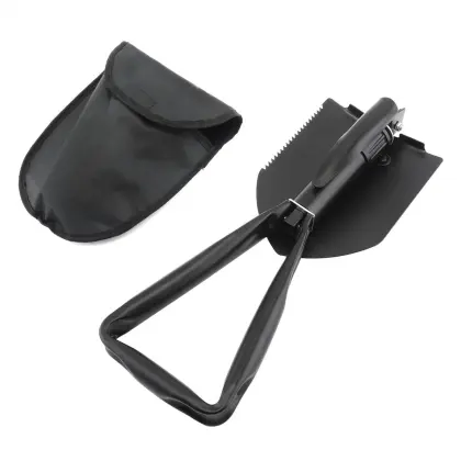 Military Shovel Highcarbon Steel Multifunctional Folding Shovel With Pouch Outdoor Camping Spade Survival Tools